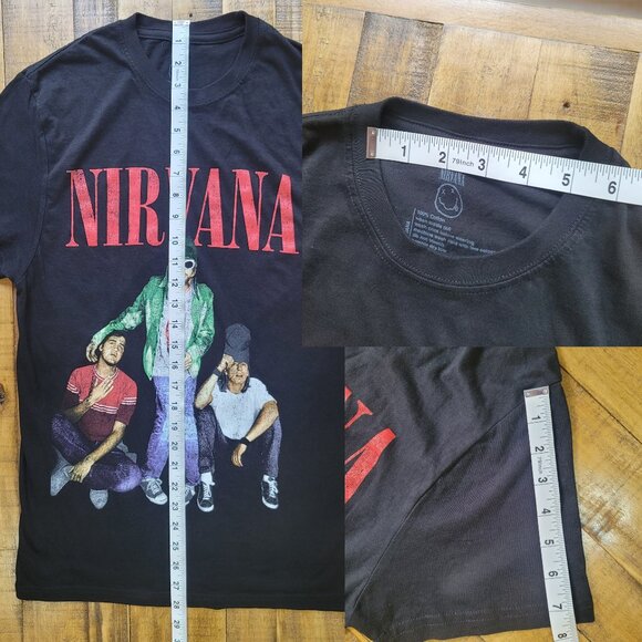 Nirvana Kurt Standing Short Sleeve Black T-Shirt - S - Picture 2 of 4